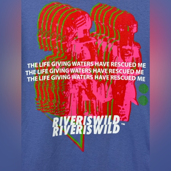 RIVER IS WILD ( Unisex) Purple Short Sleeve Crew Neck Cotton T-Shirt Med… - Picture 2 of 5